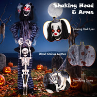 Tangkula 70" Halloween Animated Life-Size Clown Catching Skeleton Doll