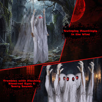 Tangkula 6.6 FT Halloween Animated Swing Ghost with Light up Eyes