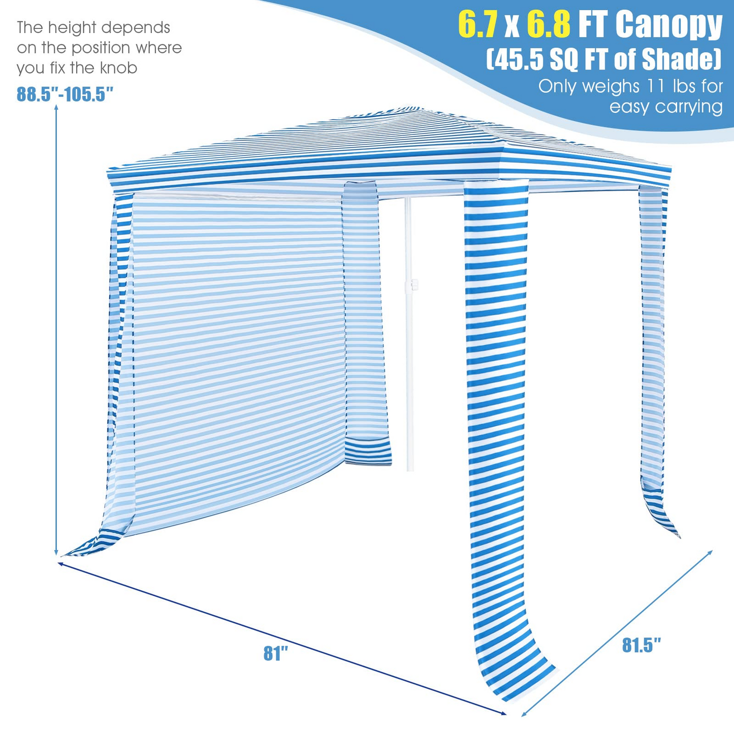 6.6' x 6.6' Foldable Beach Cabana - Tangkula