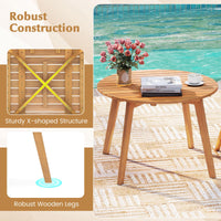 Tangkula Table d'appoint d'extérieur de 24,5 pouces en bois d'acacia, table de bistrot ronde d'appoint pour terrasse