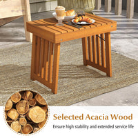Tangkula Table d'appoint pliable pour patio, Table basse d'extérieur pliable en bois d'acacia avec plateau à lattes