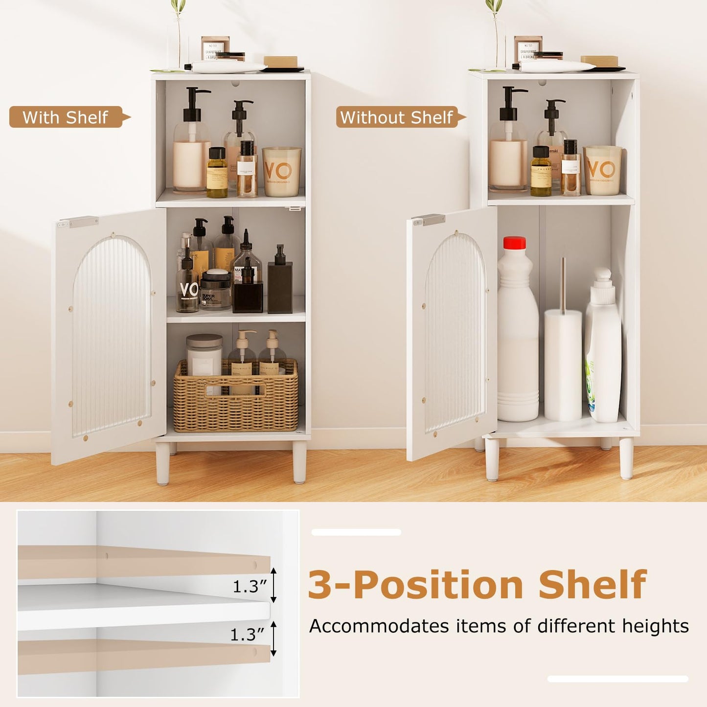 Tangkula Bathroom Floor Cabinet with Adjustable Shelf