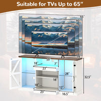 Tangkula Farmhouse LED TV Stand for TV up to 65 Inch