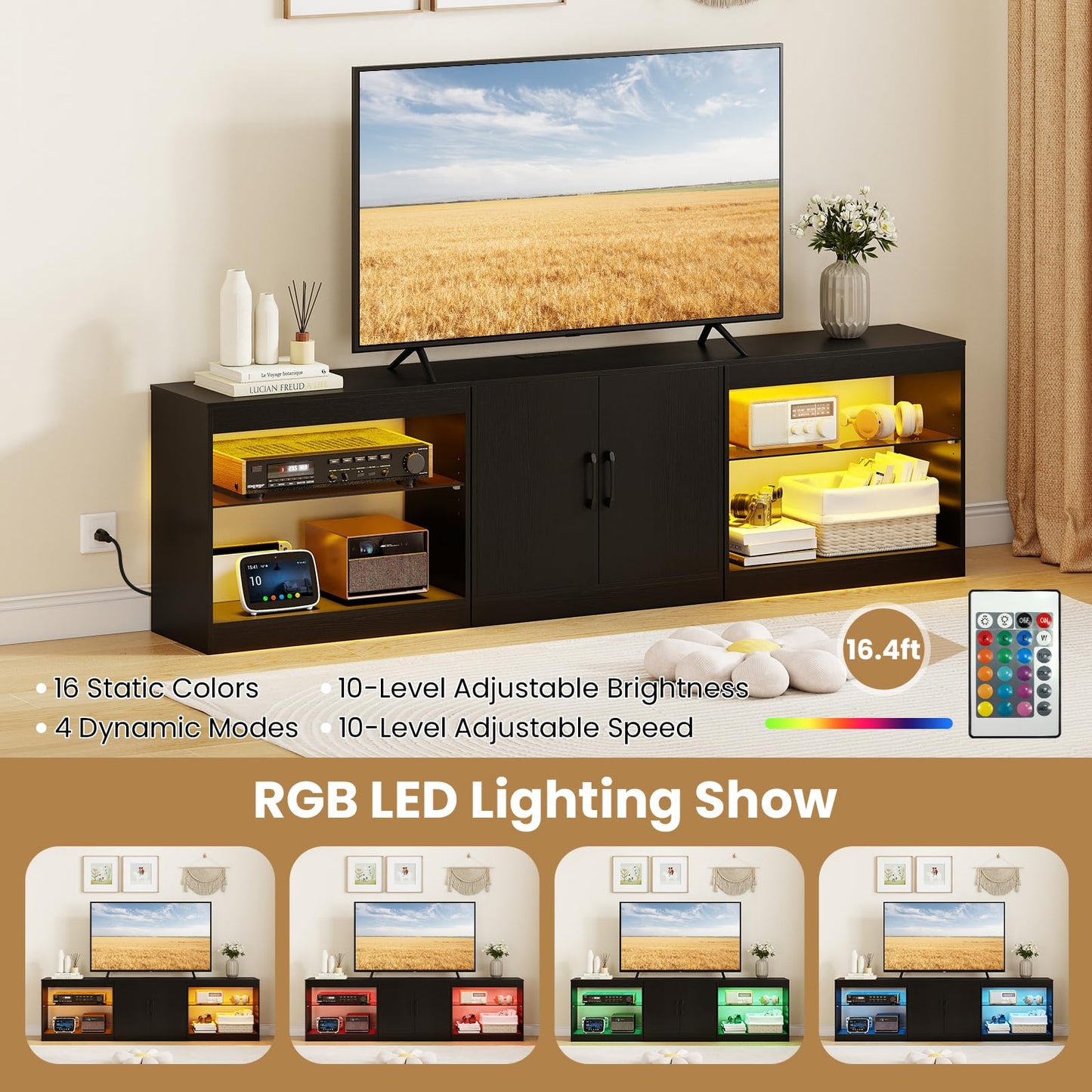 Tangkula LED TV Stand for TVs up to 85 Inches for Living Room