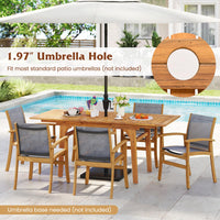 Tangkula Acacia Wood Patio Expandable Dining Table