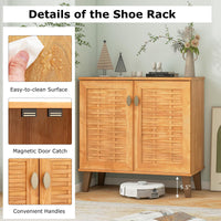 Tangkula Shoe Cabinet with 2 Doors w/ 3 Removable Shelves