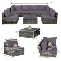 7-Piece Patio Furniture Set, Outdoor Sectional PE Rattan Sofa Set