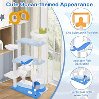 Ocean-Themed Cat Tree, 3-Level Cat Tower - Tangkula