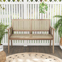 Tangkula Outdoor Teak Wood Garden Bench, 2-Person Patio Bench