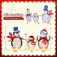 Tangkula 3-Piece Christmas Lighted Penguin Family Set Decoration