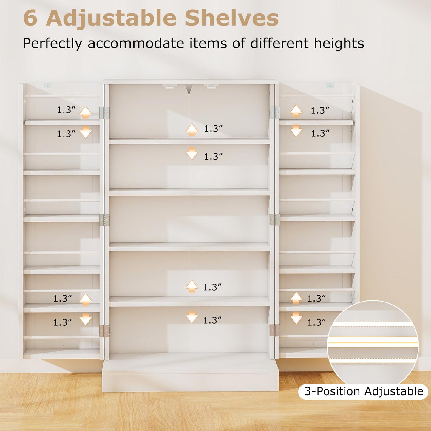 Tangkula Kitchen Pantry Cabinet, 17-Tier Buffet Sideboard with 2 Doors and 6 Adjustable Shelves