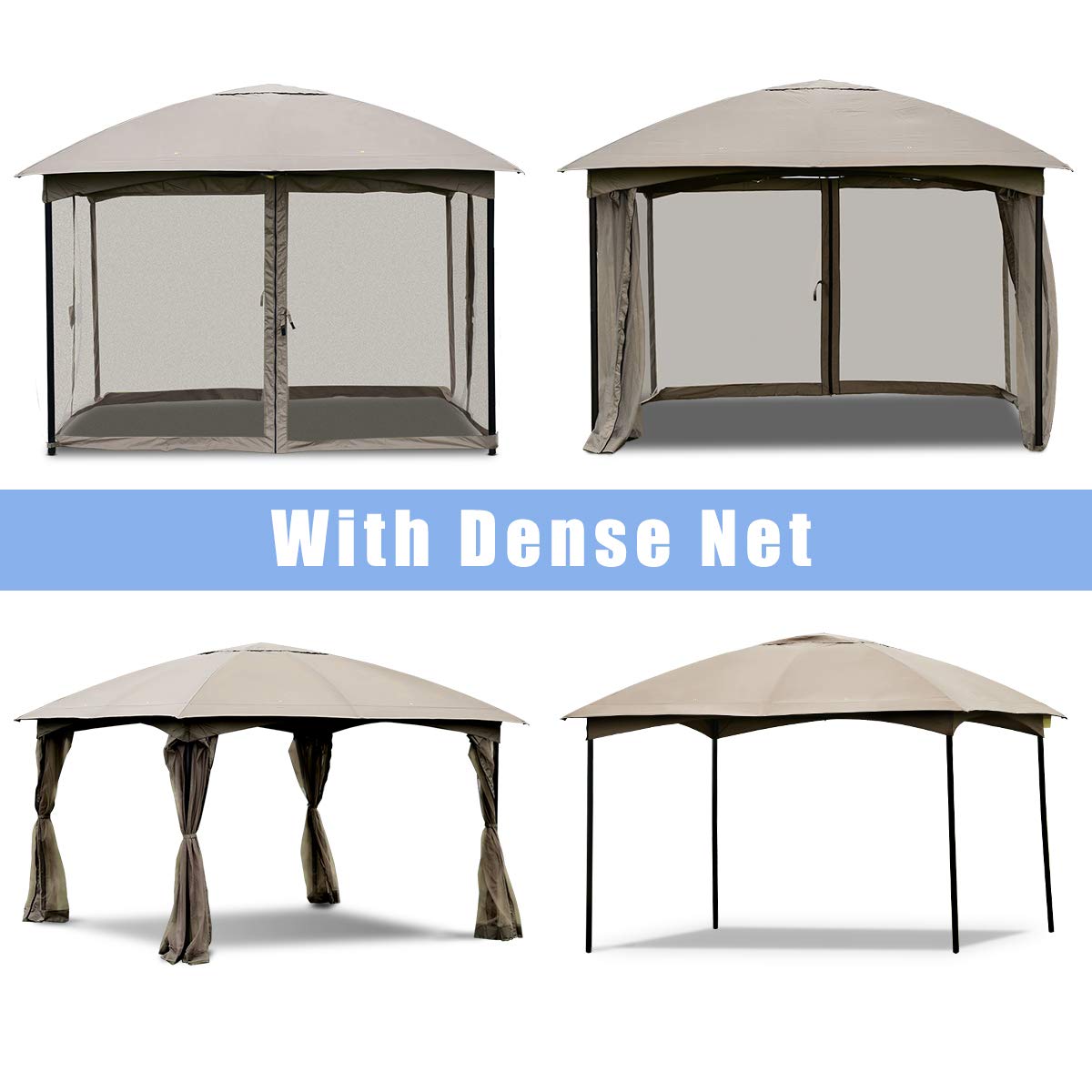 11.5 x 11.5 Feet Large Outdoor Gazebo, Fully Enclosed Canopy Gazebo with Netting