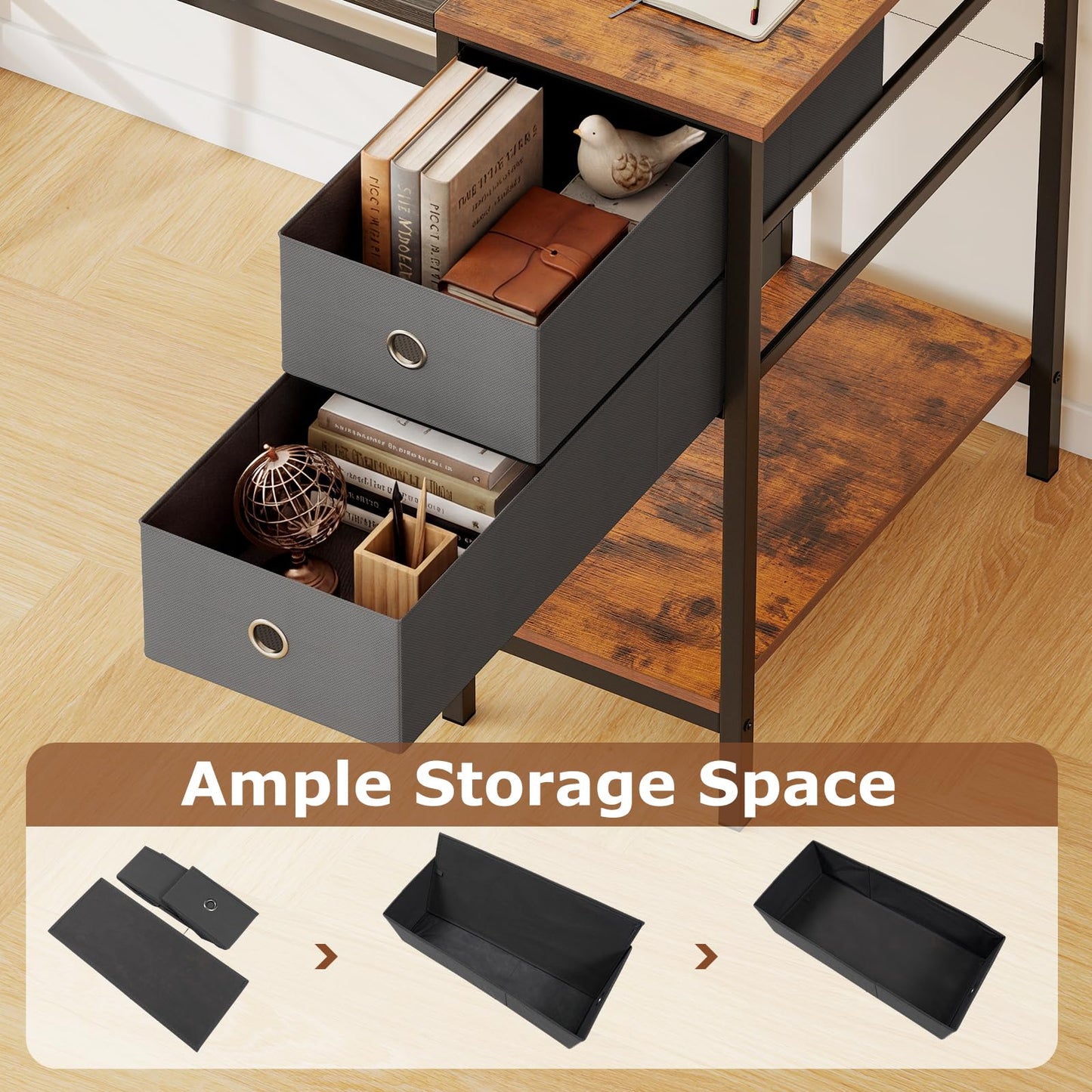 Tangkula 48" Computer Desk with 2 Fabric Drawers