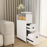 Tangkula Bathroom Storage Wood Bathroom Rolling Floor Cabinet