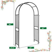 7.2 Ft Garden Arbor, Metal Trellis Arch for Climbing Plants, Indoor Outdoor Rose Arbor with Gate