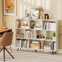 Tangkula Modern 55" L 10-Cube Bookcase with 5 Tapered Metal Legs