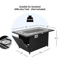 Tangkula 52 Inches Wicker Patio Propane Fire Pit Table, Patiojoy 50,000 BTU