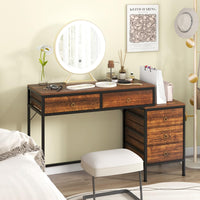Tangkula Bureau d'ordinateur 130 cm avec 5 tiroirs, support pour imprimante, cadre en métal, table d'étude et d'écriture