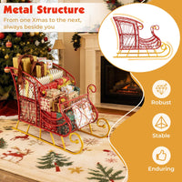 Tangkula Metal Christmas Santa Sleigh Basket with Large Cargo Area