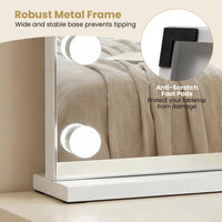 Miroir de maquillage éclairé Tangkula 18" x 23" avec grossissement 10x et 3 modes d'éclairage à intensité variable