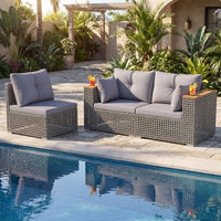 Tangkula 86.5" Large 3-Seat Patio Wicker Sofa for Garden