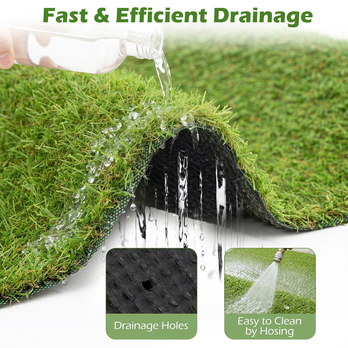 Tangkula 15 FT x 7 FT Artificial Turf Rug with 0.75" Pile Height