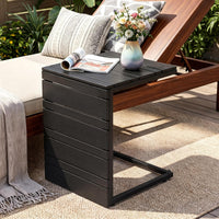 Tangkula C-Shaped Side Table with Wood Plastic Tabletop(1/2)