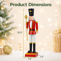 Tangkula 32.5"/48" Christmas Nutcracker with Tall Hat & Scepter