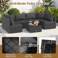 Tangkula 7 Pieces Wicker Patio Furniture Set for Backyard