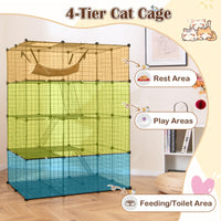 Tangkula Cat Cage Indoor 56" Large 4-Tier Cat Enclosure with Skylight