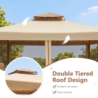 Tangkula 10x10 Ft Outdoor Gazebo with Zippered Mesh Netting