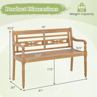 Tangkula Outdoor Bench, 2-Person Garden Bench with Wide Backrest and Curved Armrests