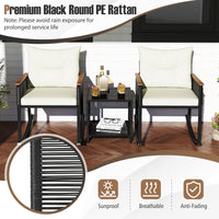 Tangkula 3 Piece Patio Rocking Bistro Set Outside Wicker Rockers