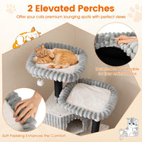 Tangkula 62 Inch Tall Carpet Cat Tree with Scratching Posts 2 Condos 2 Perch Beds