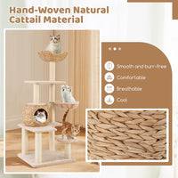 Arbre à chat Tangkula 59 pouces, tour à chat multi-niveaux avec poteaux à gratter en sisal
