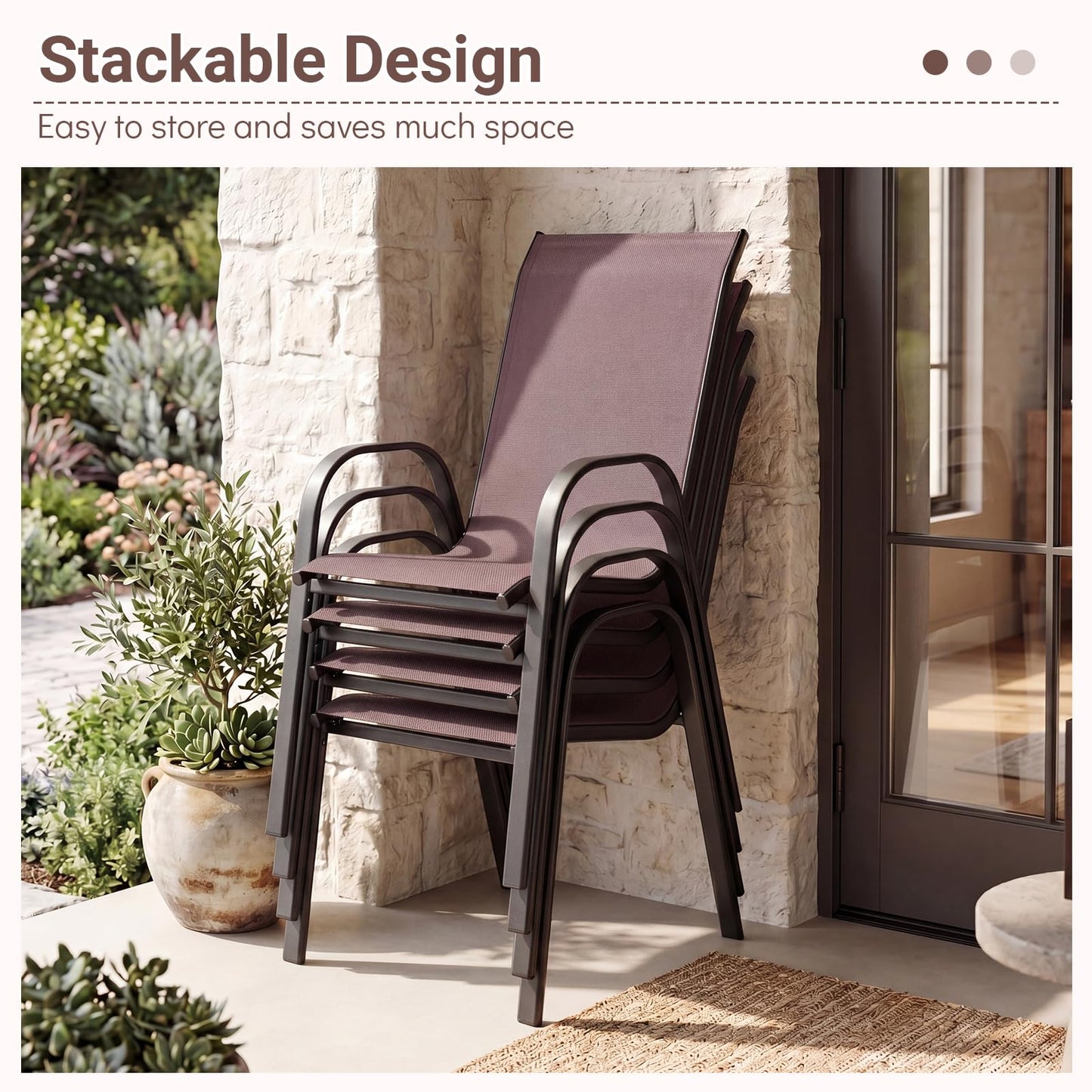 Tangkula Stackable Patio Dining Chairs Set of 4