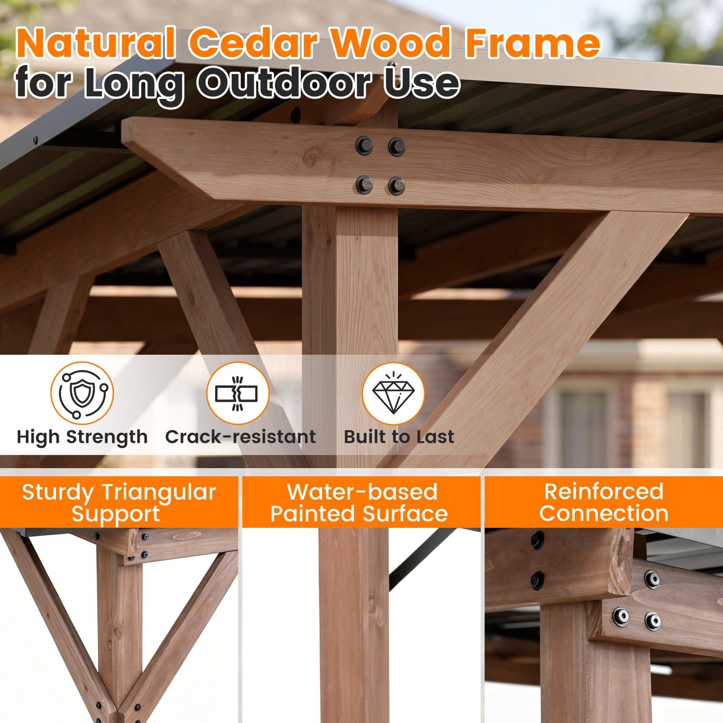 Tangkula Cedar Wood 8.6 FT x 5 FT Grill Gazebo | Barbecue Gazebo