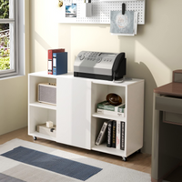 Tangkula Wood File Cabinet with Wheels, Mobile Storage Cabinet with 6 Compartments