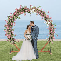 Tangkula 7FT Wedding Arch Heptagon Wooden Arch for Wedding Ceremony