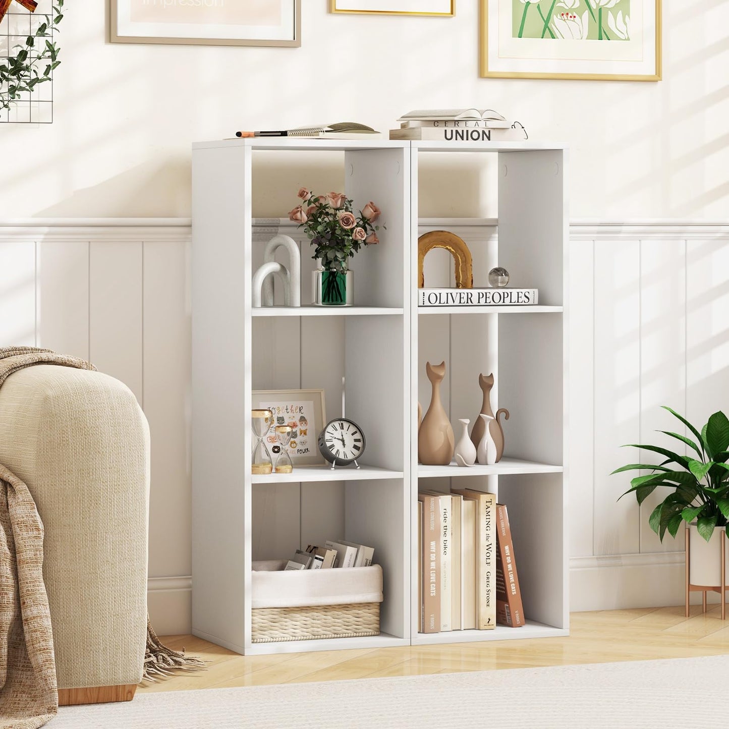 Tangkula 3-Cube Bookcase, 4-Tier Bookshelf with Open Compartments