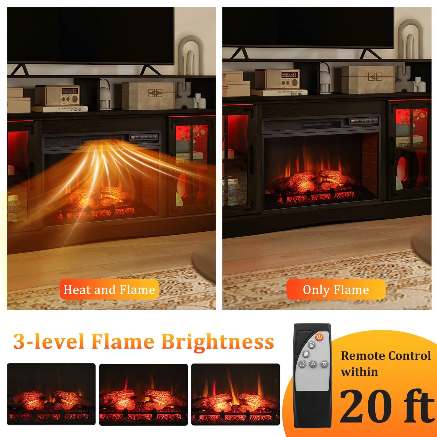 Tangkula Fireplace TV Stand for TVs Up to 65"