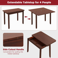 Tangkula 40" Foldable Dining Table w/Solid Rubber Wood Legs
