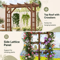 Tangkula 85" Wood Garden Arch Trellis for Climbing Plants
