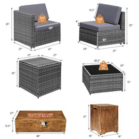 10 Pieces Patio Rattan Conversation Set, Patiojoy Outdoor Wicker Furniture Set