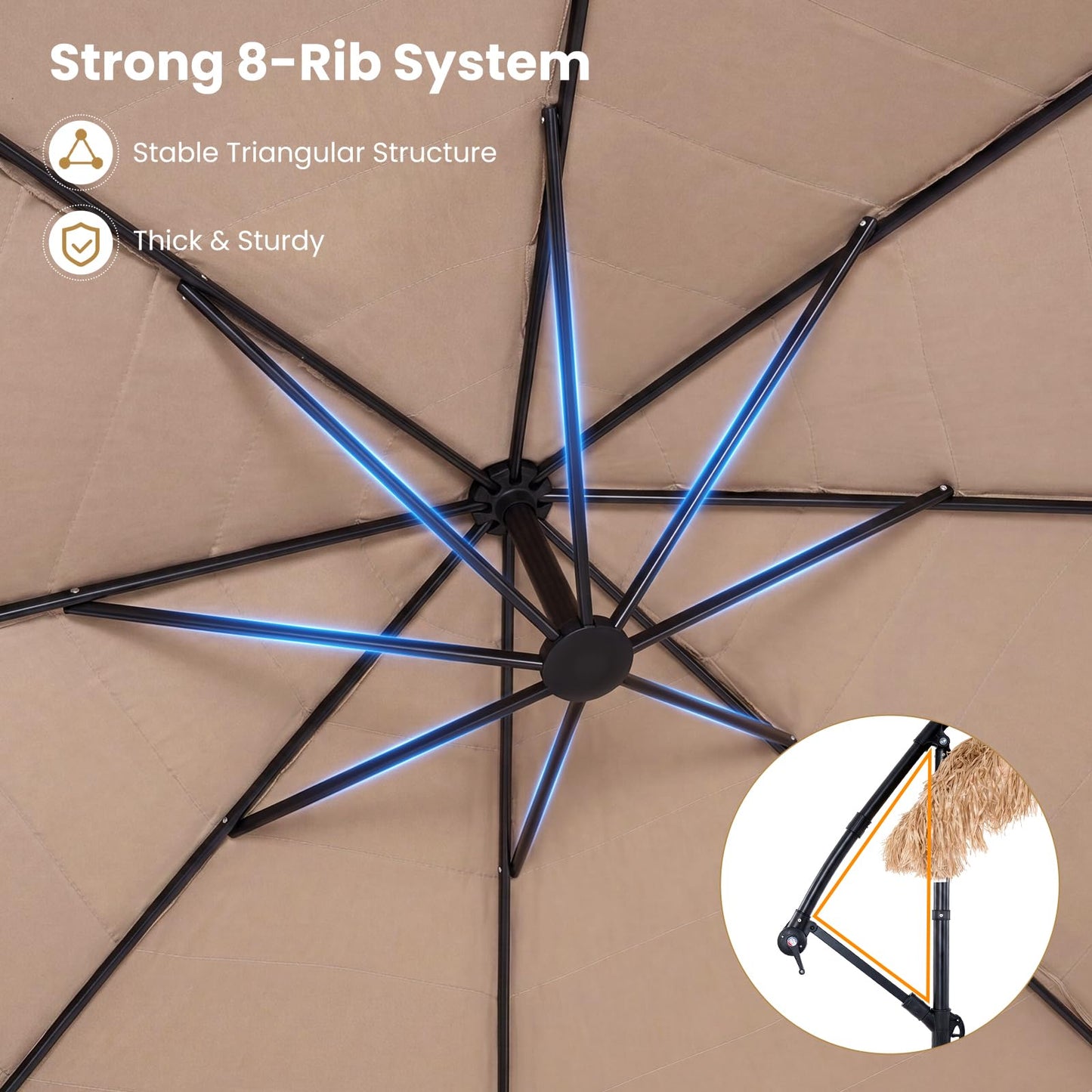 Tangkula 10 FT Tiki Patio Umbrella with Crank Handle