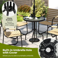 Tangkula Patio Round Glass Dining Table with 1.57" Umbrella Hole