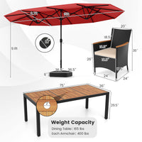 Tangkula 11 Piece Patio Wicker Dining Set w/Double-Sided Patio Umbrella