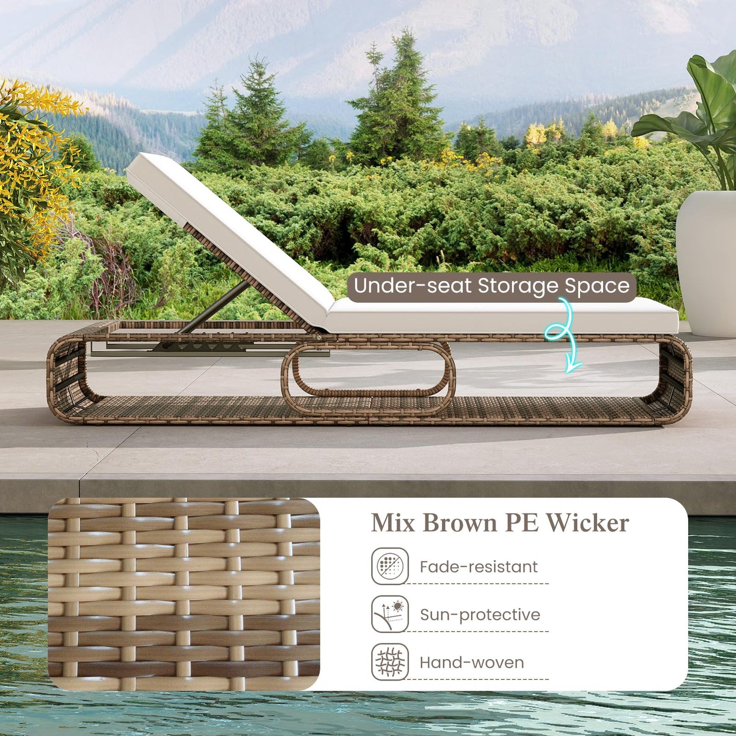 Tangkula Outdoor Chaise Lounge Chair with Adjustable Backrest