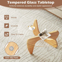 Tangkula Triangle Glass Coffee Table Mid-Century Modern Center Table
