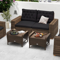 Tangkula 2 Pieces Patio Wicker Ottomans with Removable Cushions